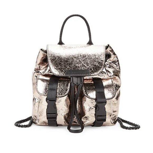 NWT Kendall + Kylie gold logo metallic backpack - Picture 1 of 5